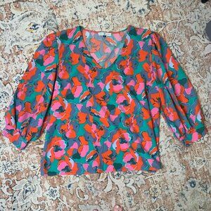 Michelle McDowell Falling Poppies Quinn Top V-neck‎ Short Sleeve Art to Wear 2X